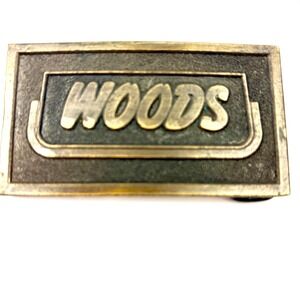 Vintage Woods Equipment Belt Buckle Solid Brass Tech-Aero Maker's Mark 1970-1980